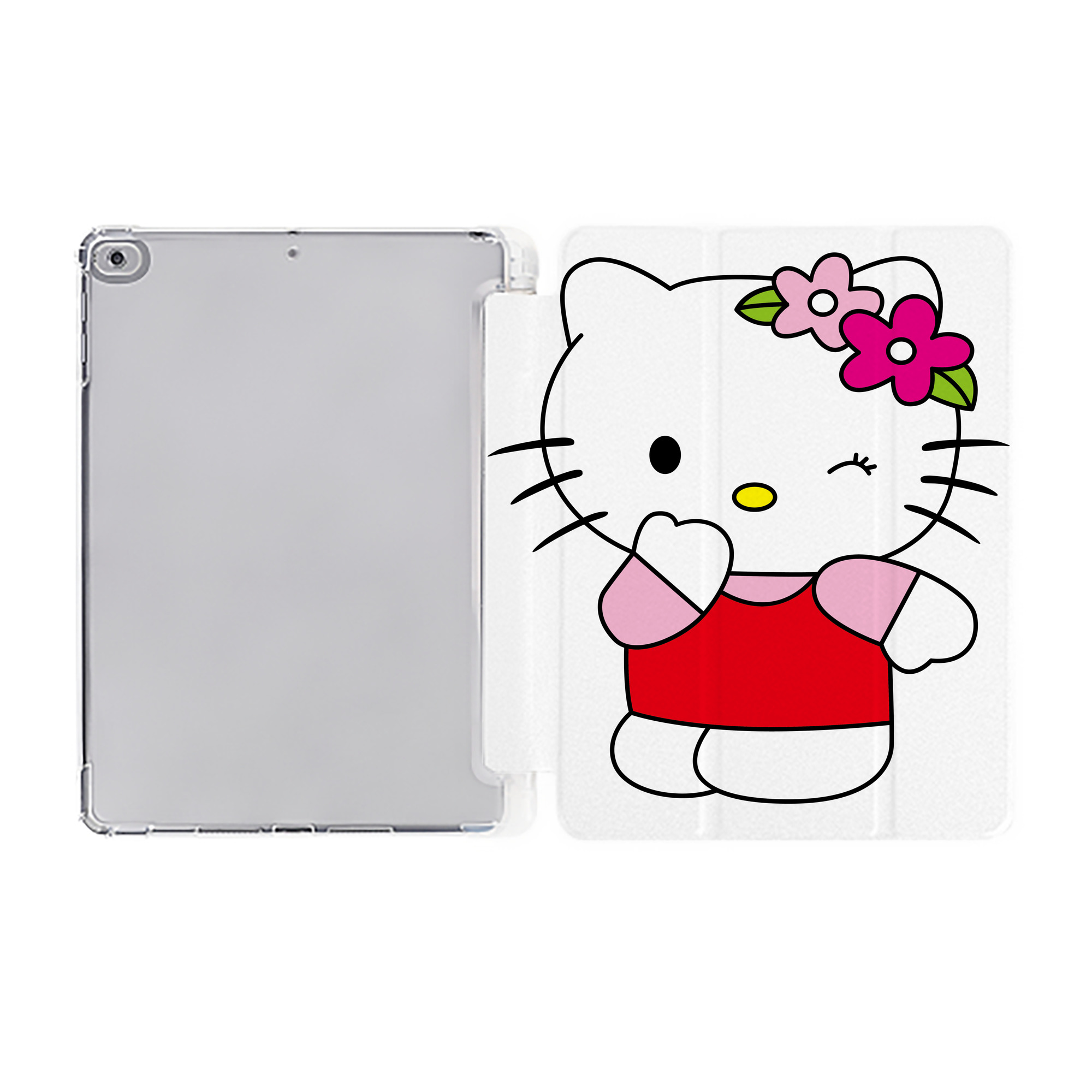 （画像用） Hello Kitty ハローキティ IPad ケース ペン収納付き 三つ折りスタンド PUレザー×シリコン 対応機種9.5/10.5/10.9インチ